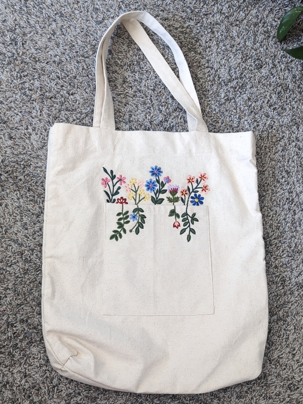 Floral Embroidered Canvas Bag